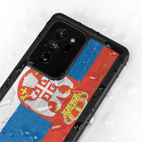 Serbia Flag Distressed Galaxy Note20 Ultra 5G Waterproof Case